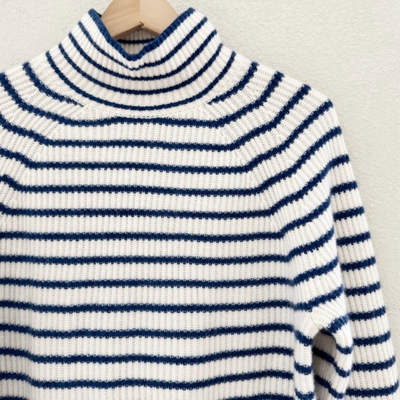 J. Crew Ribbed Cashmere Turtleneck Sweater Pullover Stripe Knit Classic Prep XS - Picture 5 of 12